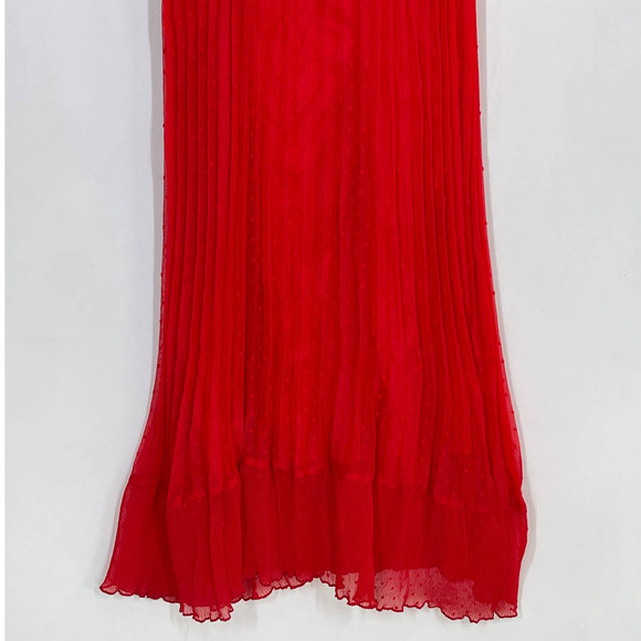 Free Generation Women's Long Sheer Pleated Cocktail Red Maxi Dress Medium NWT - Picture 7 of 10